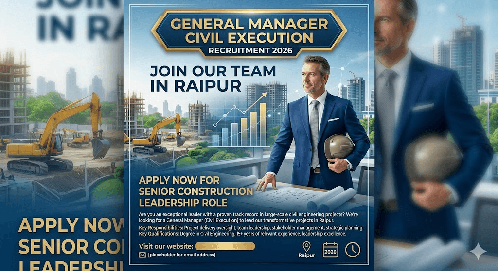 General Manager Civil Execution Recruitment 2026 in Raipur | Apply Now
