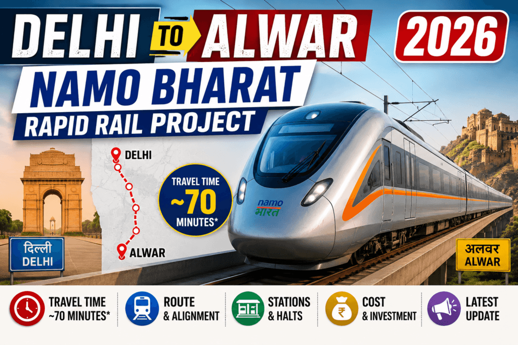 Delhi to Alwar Namo Bharat Rapid Rail Project 2026: Travel Time, Route, Stations, Cost & Latest Update