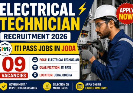 Electrical Technician Recruitment 2026 – ITI Pass Jobs in Joda | 09 Vacancies | Apply Now