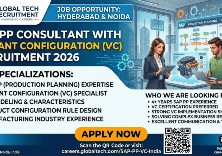 SAP PP Consultant Recruitment 2026: Variant Configuration VC Jobs in Hyderabad & Noida