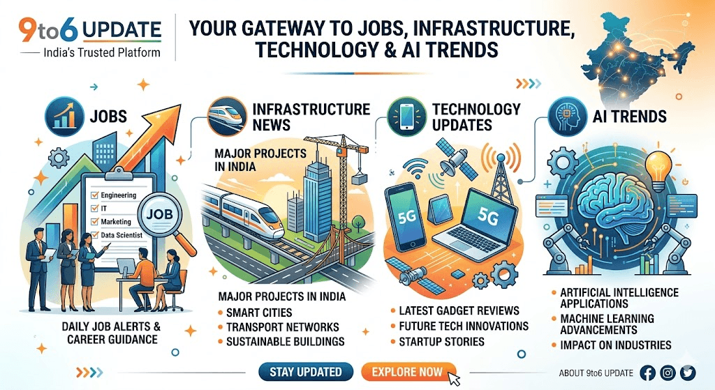 About 9to6 Update – India's Trusted Platform for Jobs, Infrastructure News, Technology Updates & AI Trends