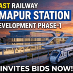 East Coast Railway Brahmapur Station Redevelopment Phase-1 invites bids now. Modern station rendering vs old building