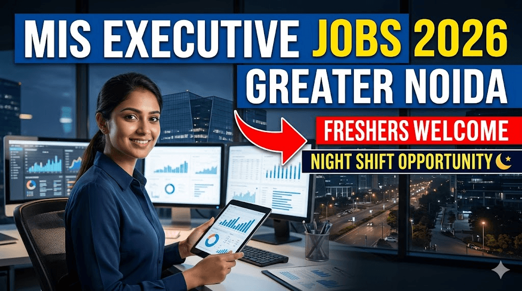 MIS Executive Jobs 2026 in Greater Noida. Freshers welcome for night shift. Professional in a night office