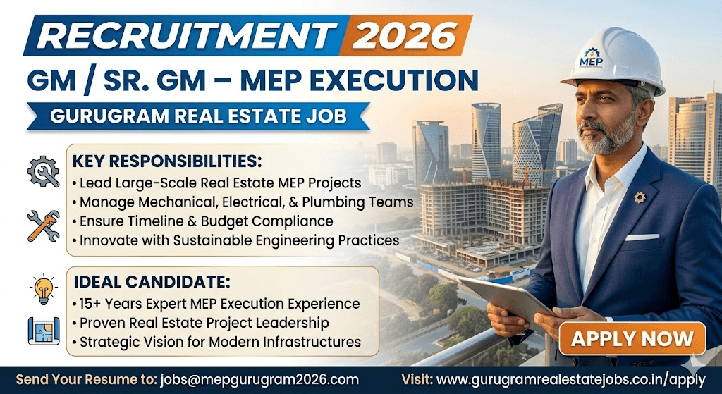 GM / Sr. GM – MEP Execution Recruitment 2026: Gurugram Real Estate Job | Apply Now