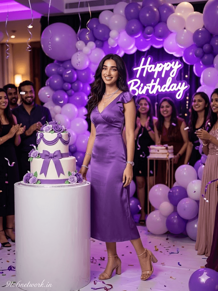 3. Neon Purple Birthday Party Portrait