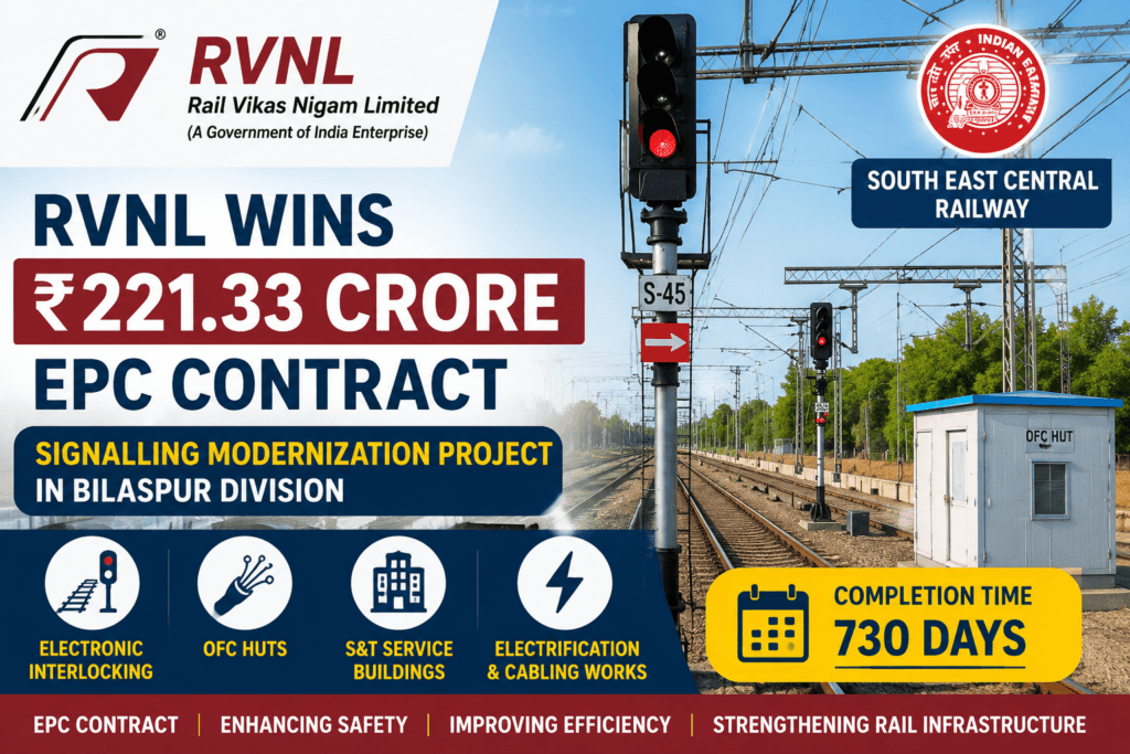 RVNL Wins ₹221.33 Crore Signalling Modernization EPC Contract in Bilaspur Division